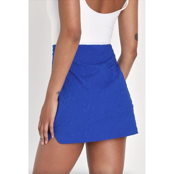 NWT Lulus Textured Bodycon Mini Skirt Cobalt Blue Size XL - Picture 4 of 10